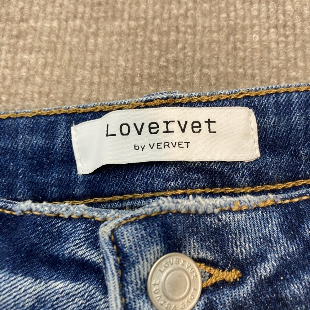 Lovervet Vervet Straight Jeans Womens 31/13 Blue Med Wash Mid Rise Distressed - Picture 3 of 12